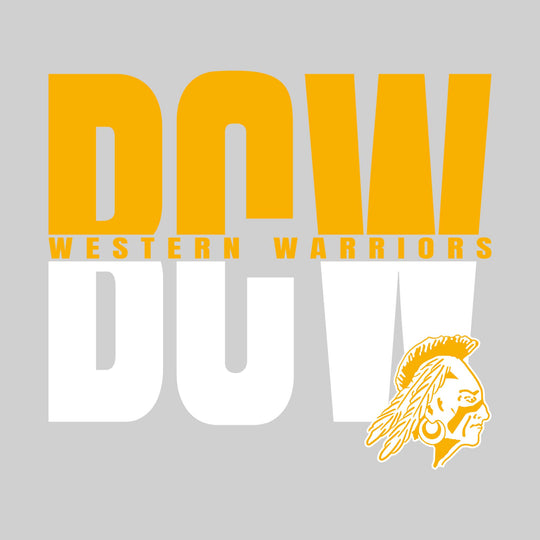 Western Warriors - Spirit Wear - Split-Color Oversized School Acronym with School Name