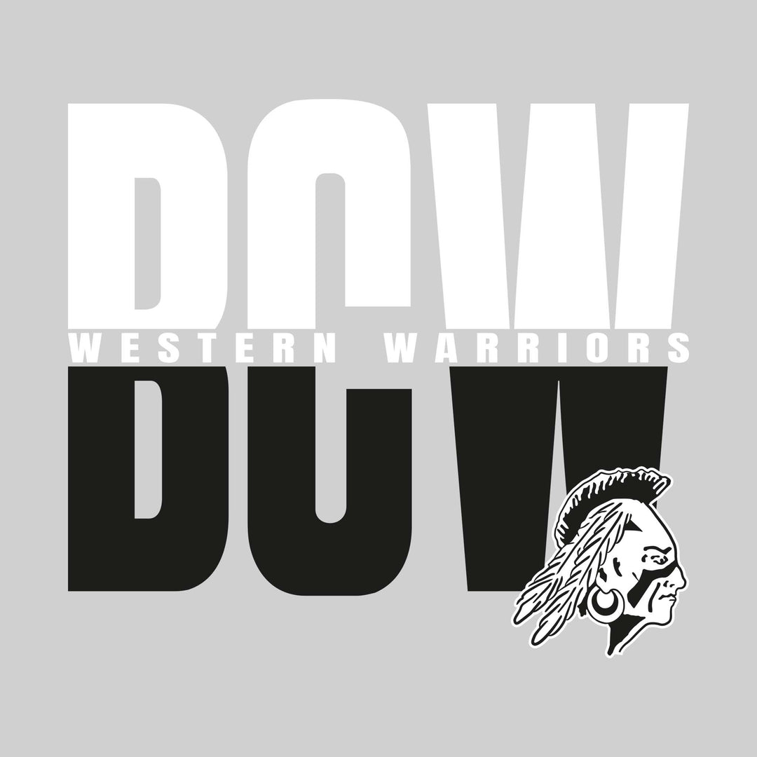 Western Warriors - Spirit Wear - Split-Color Oversized School Acronym with School Name