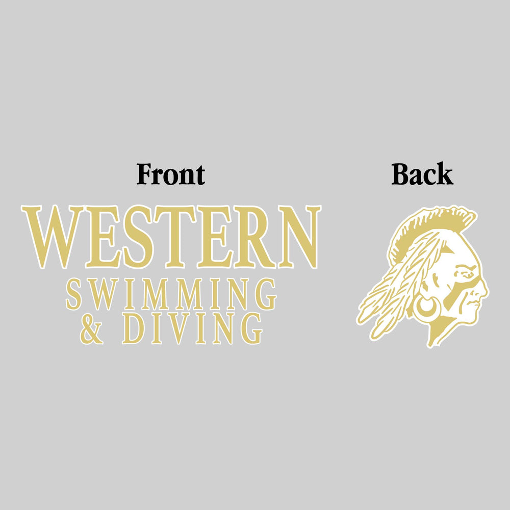 Western Warriors - Swimming & Diving - Western Swimming & Diving - Outlined Text Mascot on Back