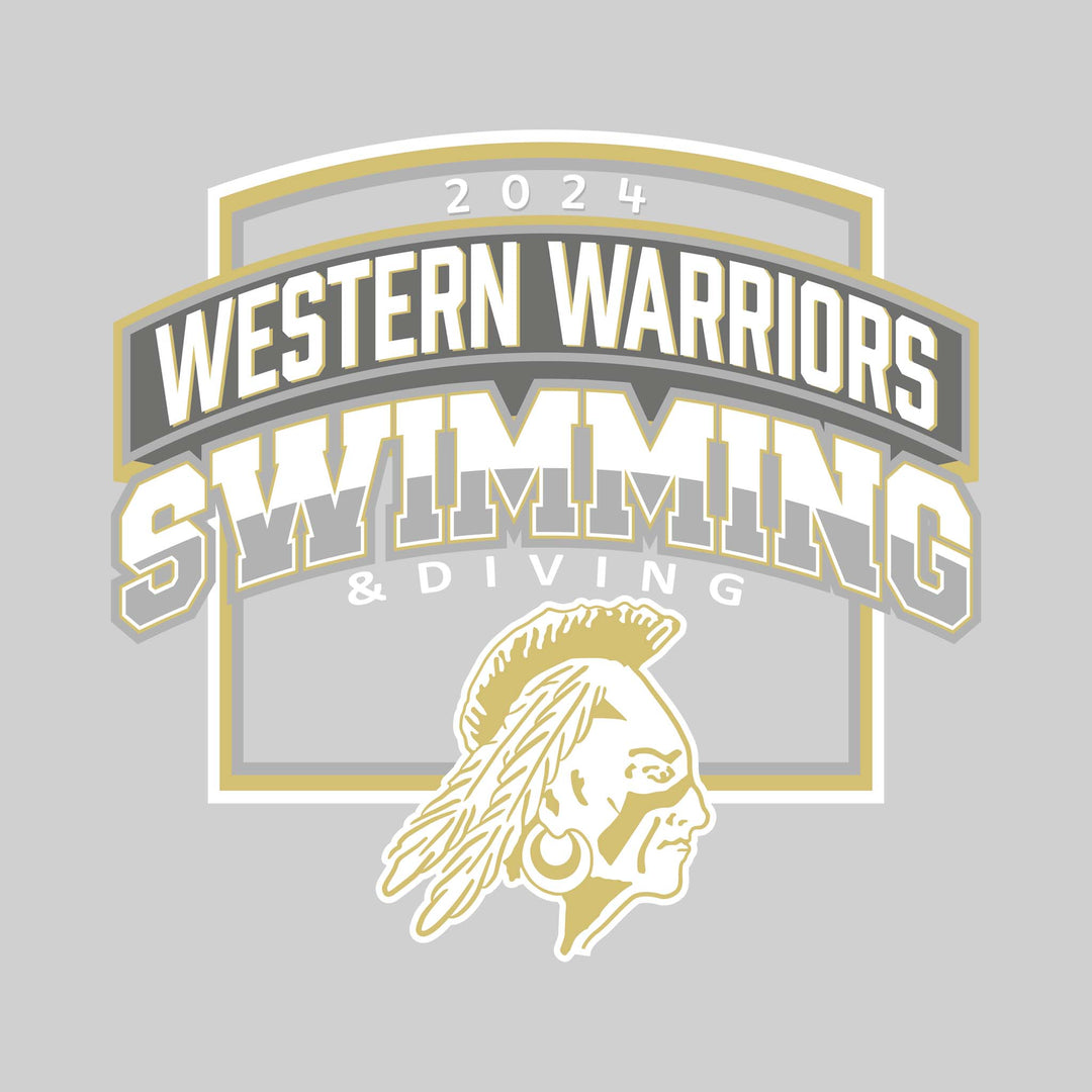 Western Warriors - Swimming & Diving - Arched Text Over Mascot