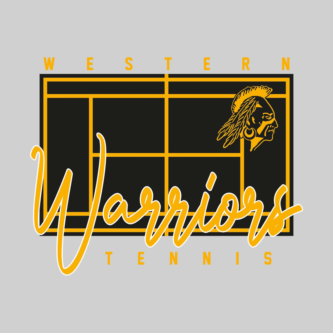 Western Warriors - Tennis - Tennis Court with School Name and Mascot