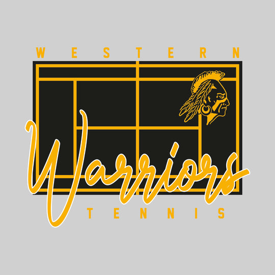 Western Warriors - Tennis - Tennis Court with School Name and Mascot