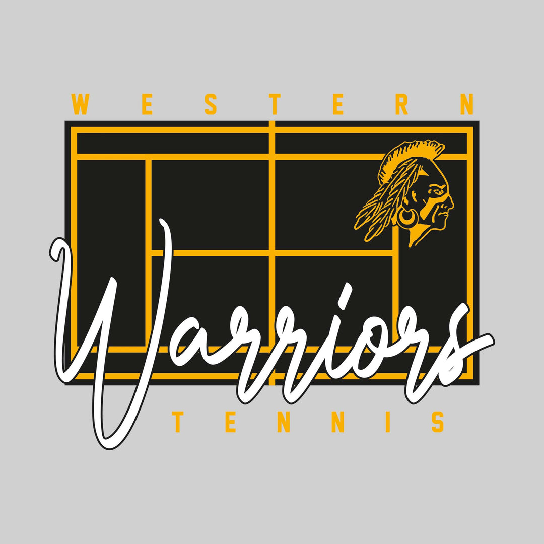 Western Warriors - Tennis - Tennis Court with School Name and Mascot