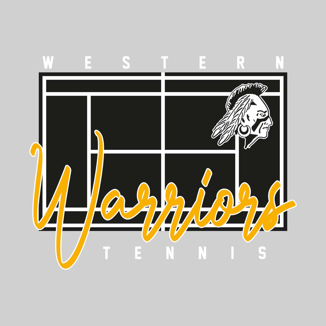 Western Warriors - Tennis - Tennis Court with School Name and Mascot