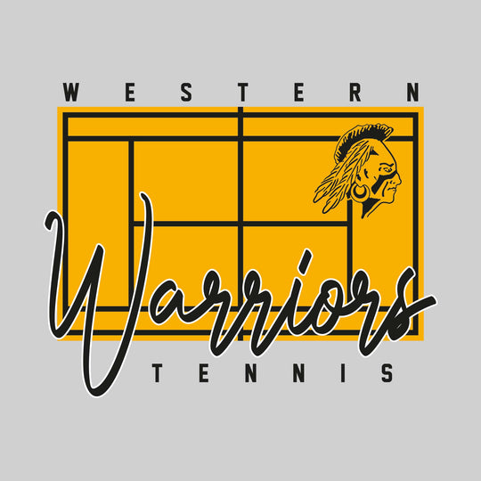 Western Warriors - Tennis - Tennis Court with School Name and Mascot