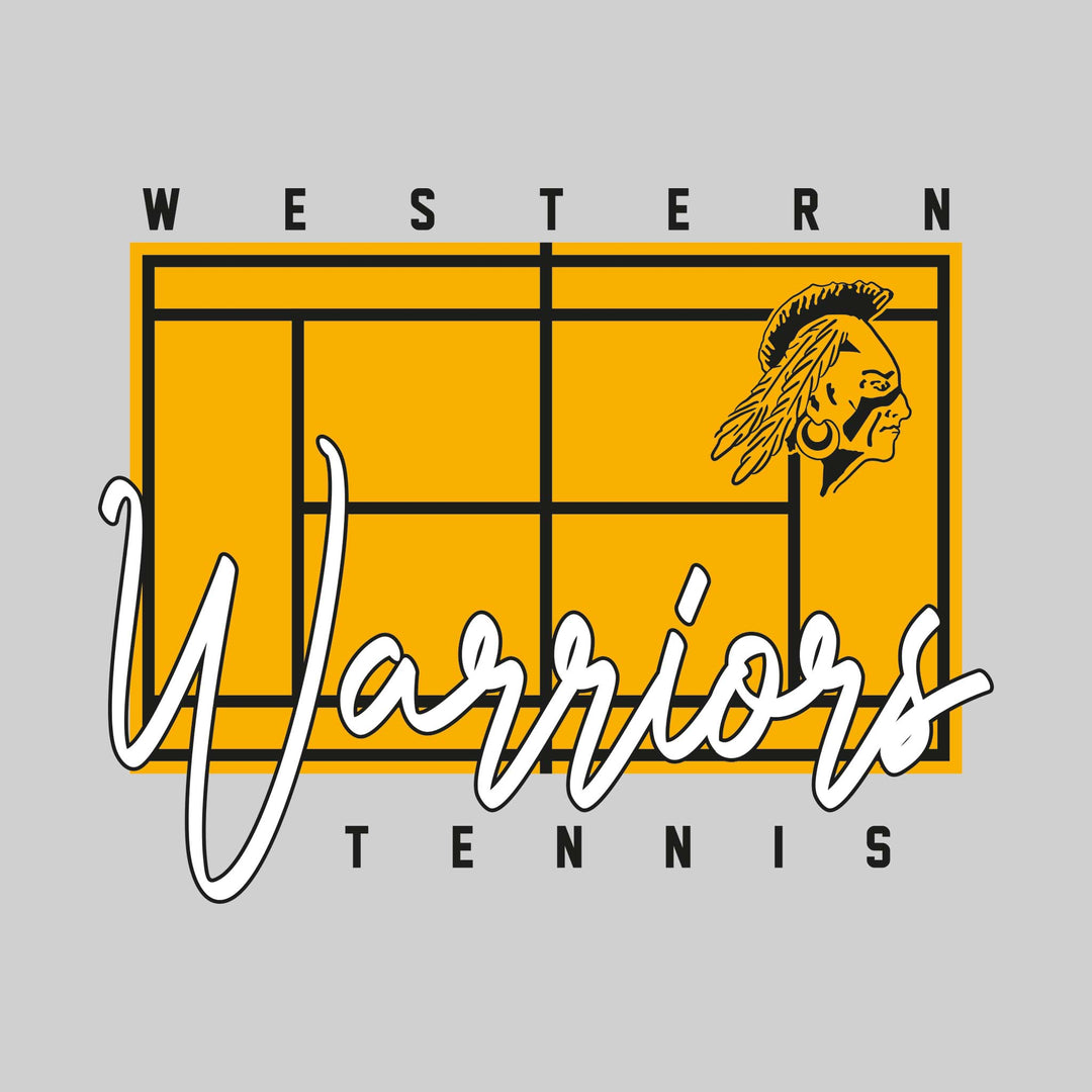 Western Warriors - Tennis - Tennis Court with School Name and Mascot