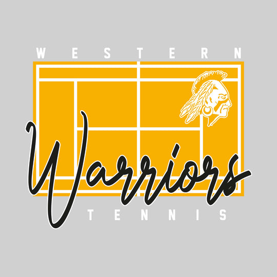 Western Warriors - Tennis - Tennis Court with School Name and Mascot