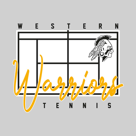 Western Warriors - Tennis - Tennis Court with School Name and Mascot