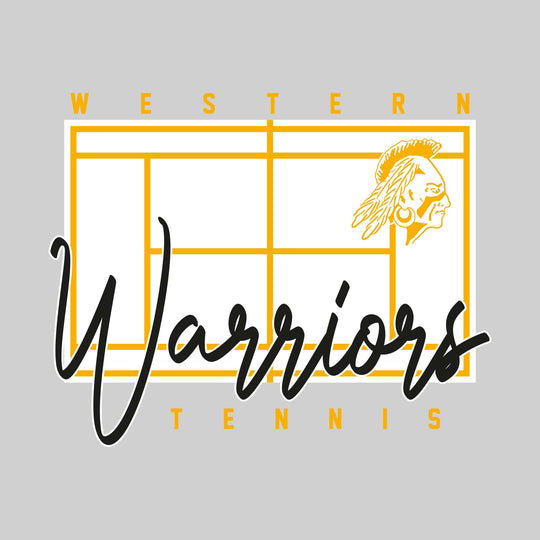 Western Warriors - Tennis - Tennis Court with School Name and Mascot