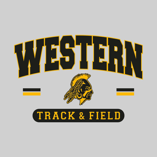Western Warriors - Track & Field - Arched School Name Over Mascot with School Color Bars