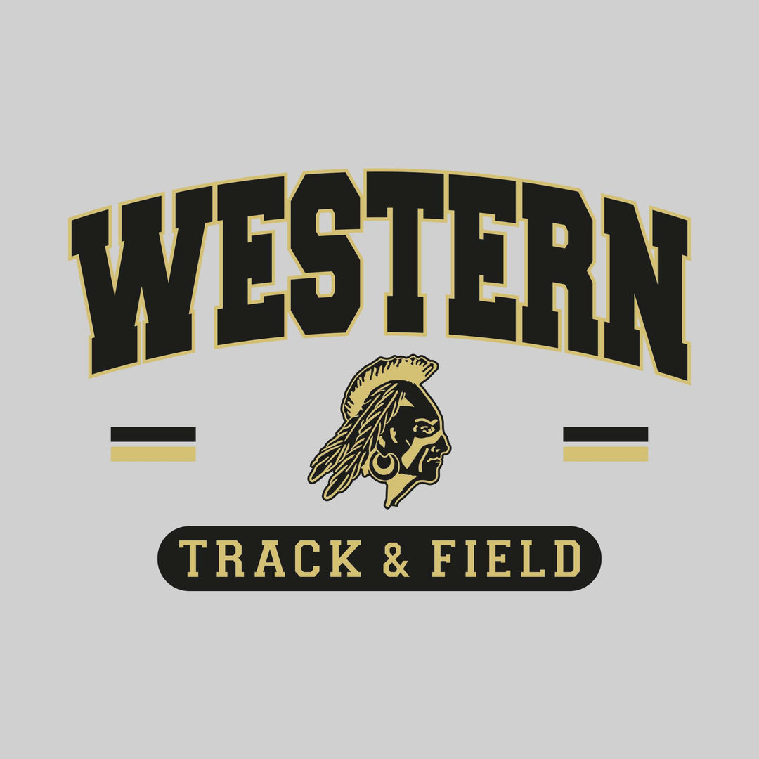 Western Warriors - Track & Field - Arched School Name Over Mascot with School Color Bars