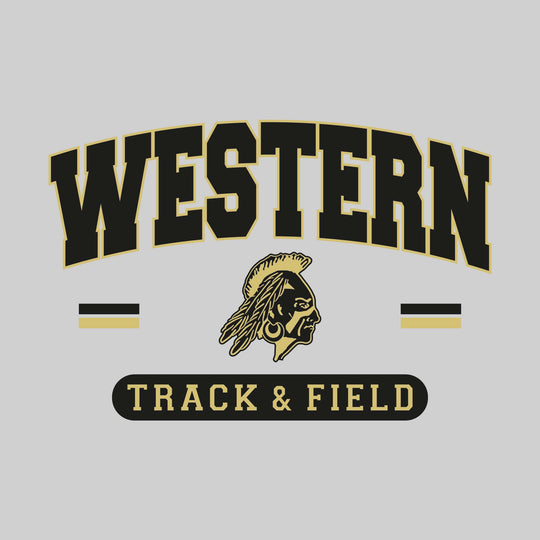 Western Warriors - Track & Field - Arched School Name Over Mascot with School Color Bars