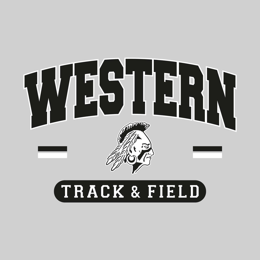 Western Warriors - Track & Field - Arched School Name Over Mascot with School Color Bars