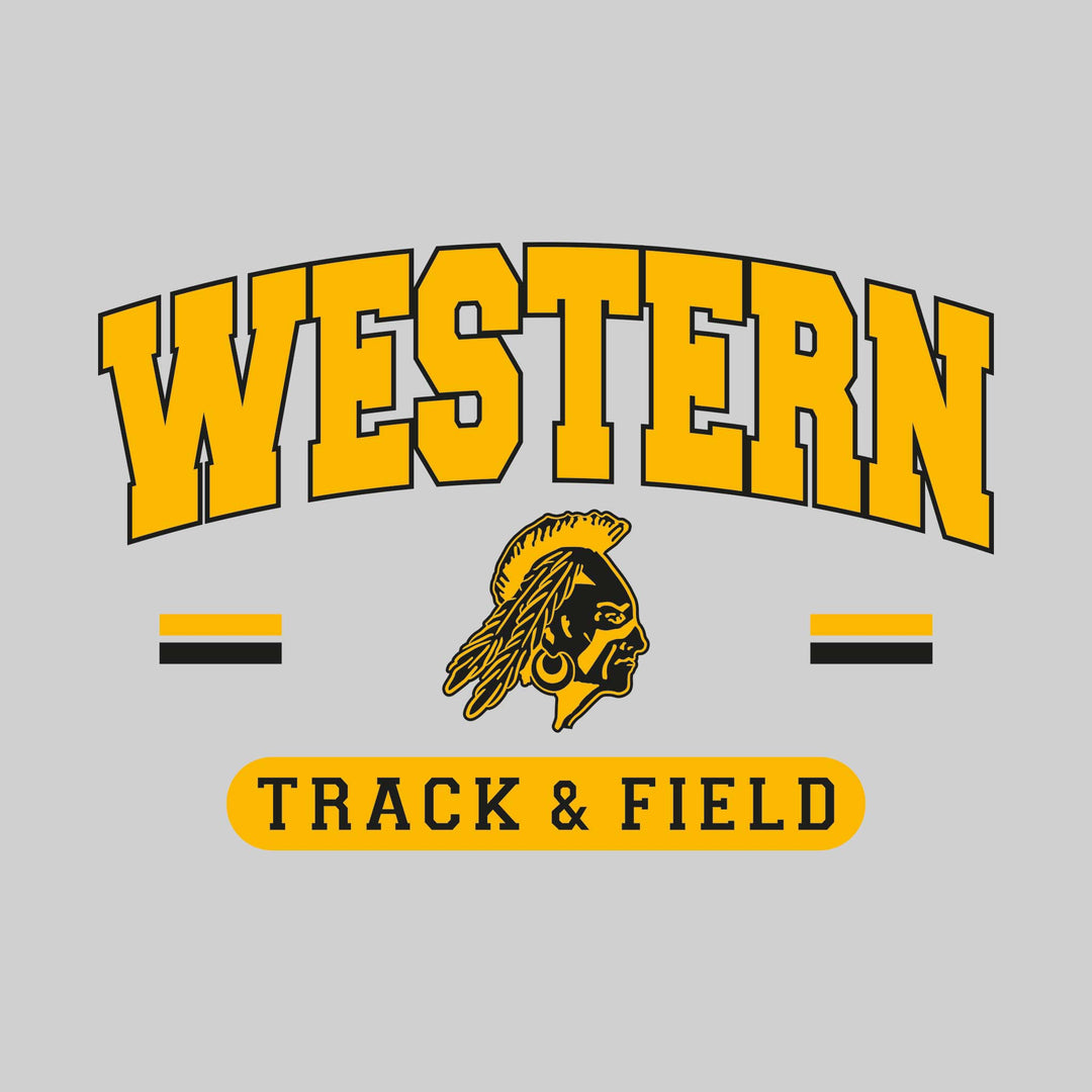 Western Warriors - Track & Field - Arched School Name Over Mascot with School Color Bars