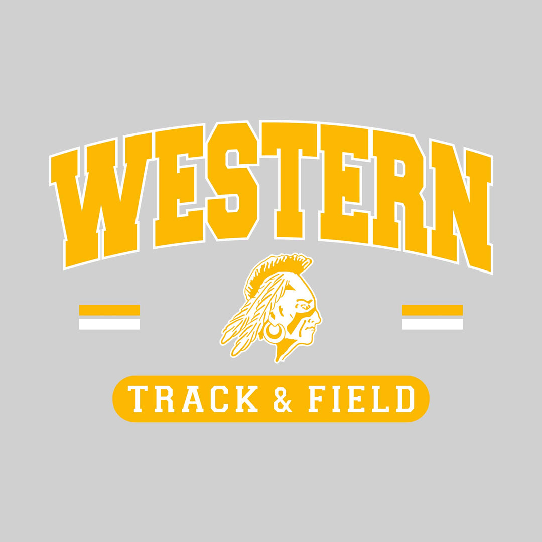 Western Warriors - Track & Field - Arched School Name Over Mascot with School Color Bars