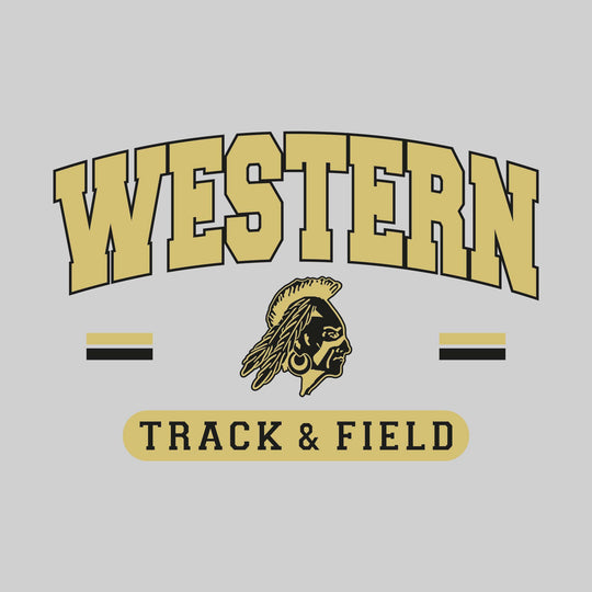 Western Warriors - Track & Field - Arched School Name Over Mascot with School Color Bars