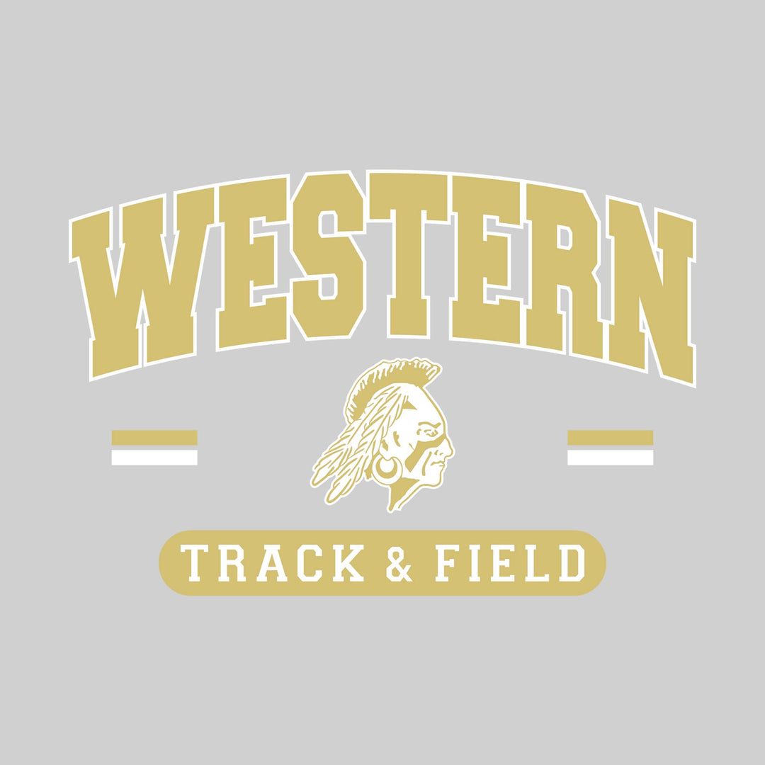 Western Warriors - Track & Field - Arched School Name Over Mascot with School Color Bars