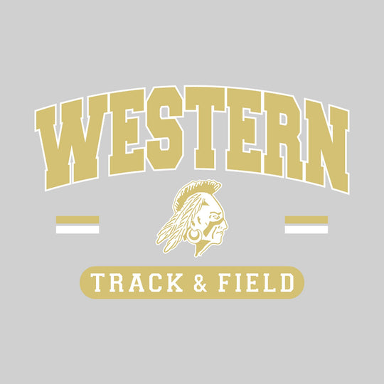 Western Warriors - Track & Field - Arched School Name Over Mascot with School Color Bars