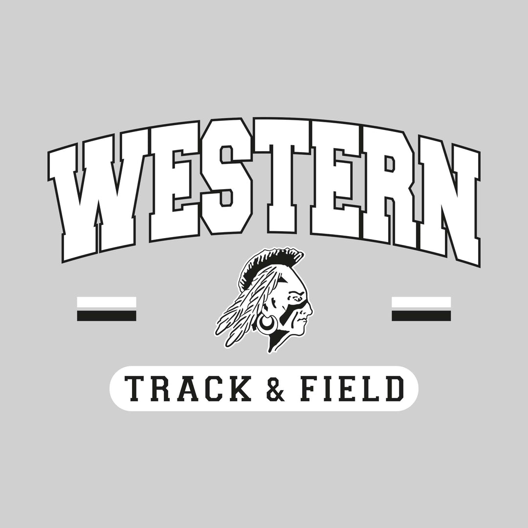 Western Warriors - Track & Field - Arched School Name Over Mascot with School Color Bars