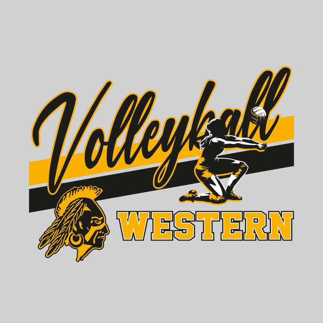 Western Warriors - Volleyball - Angled Double Stripes with Player and Mascot