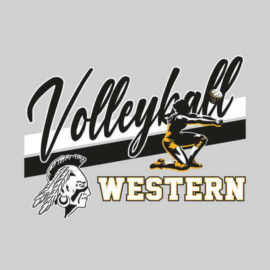 Western Warriors - Volleyball - Angled Double Stripes with Player and Mascot