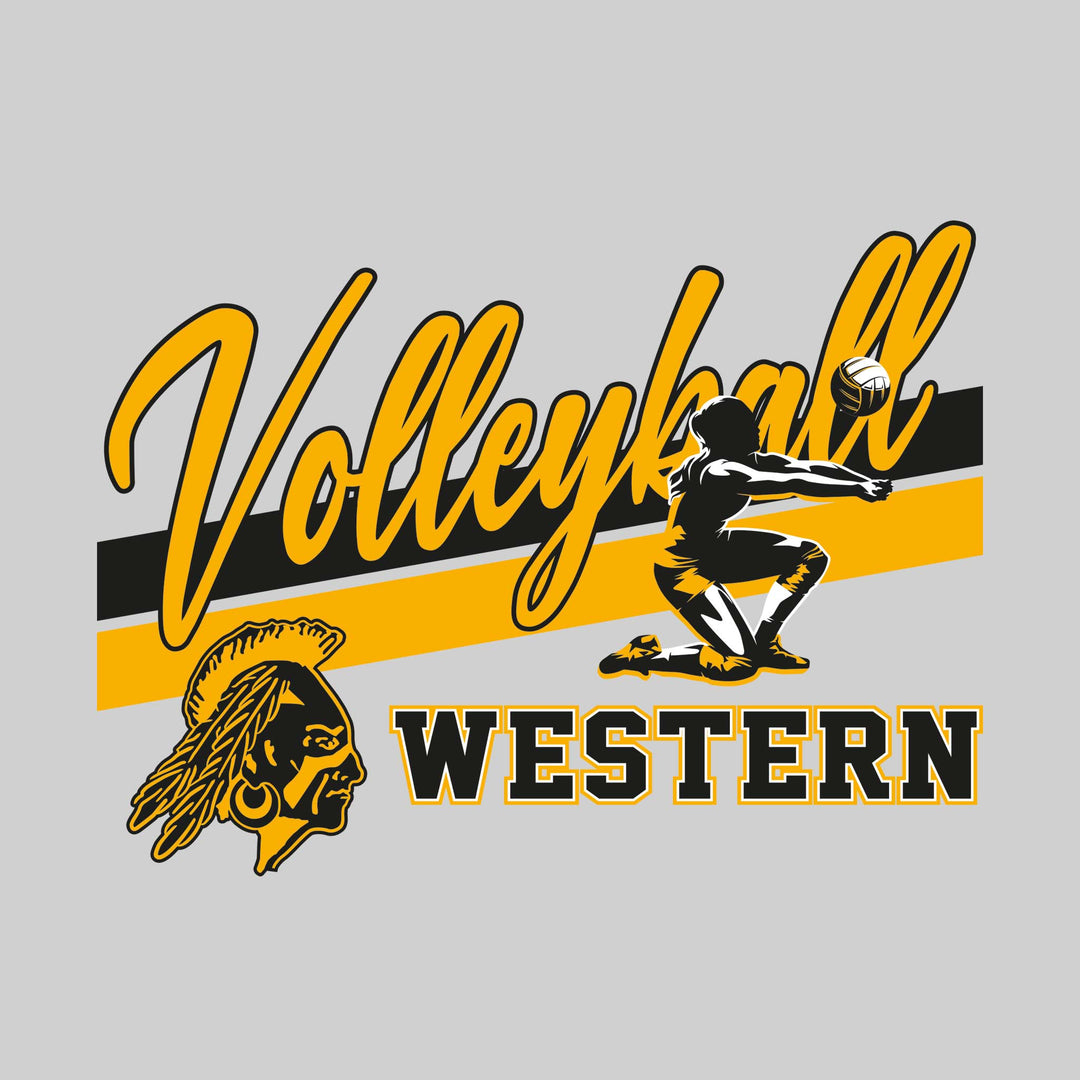 Western Warriors - Volleyball - Angled Double Stripes with Player and Mascot