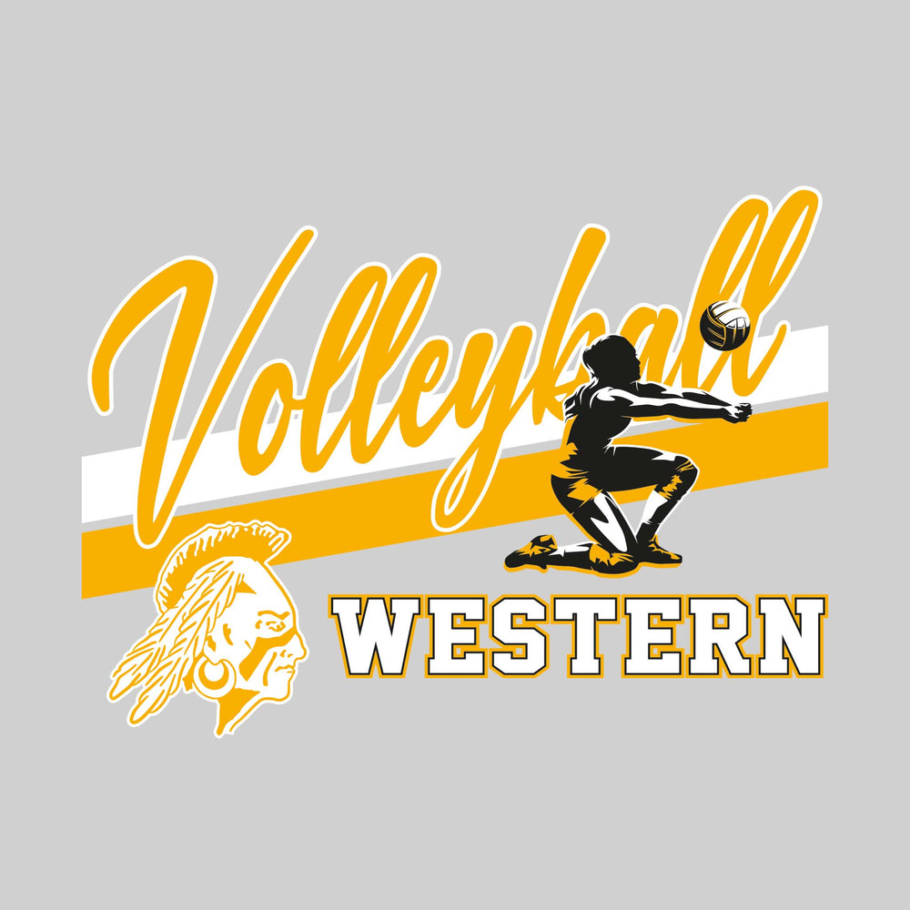 Western Warriors - Volleyball - Angled Double Stripes with Player and Mascot