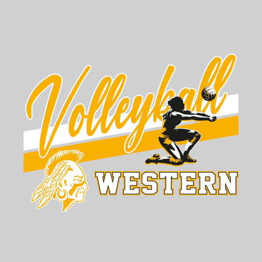 Western Warriors - Volleyball - Angled Double Stripes with Player and Mascot