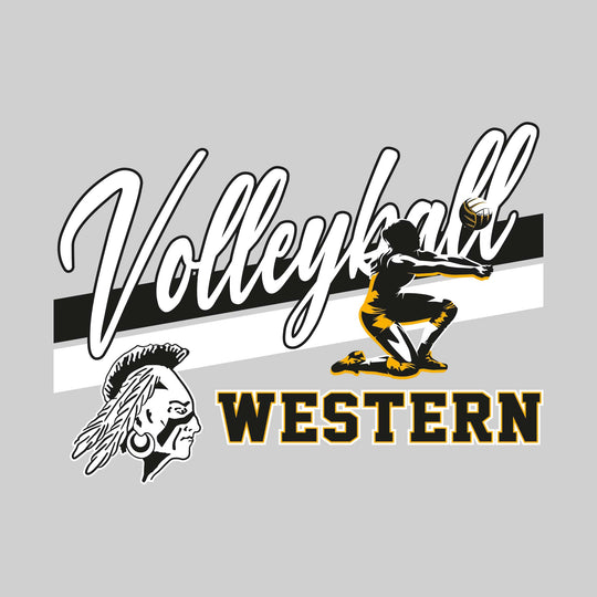Western Warriors - Volleyball - Angled Double Stripes with Player and Mascot