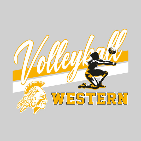 Western Warriors - Volleyball - Angled Double Stripes with Player and Mascot