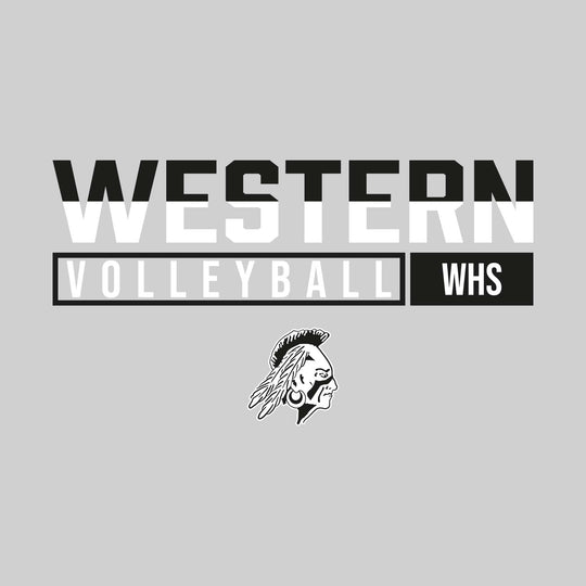 Western Warriors - Volleyball - Split-Color School Name With Acronym Over Mascot
