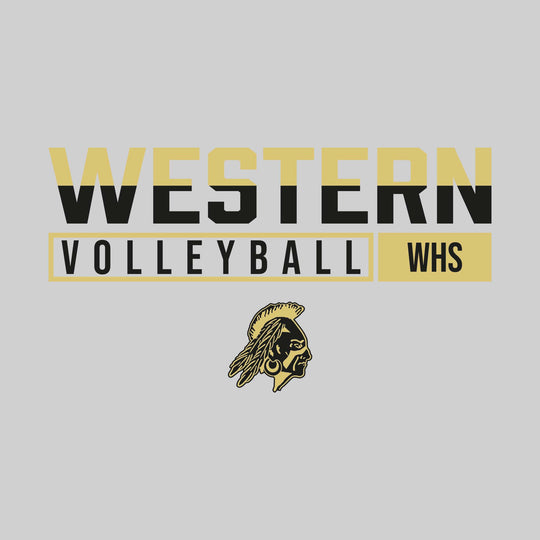 Western Warriors - Volleyball - Split-Color School Name With Acronym Over Mascot