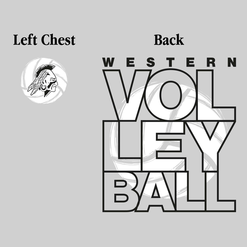 Western Warriors - Volleyball - Stacked Letters with Sketched Volleyball Inset