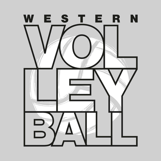 Western Warriors - Volleyball - Stacked Letters with Sketched Volleyball Inset