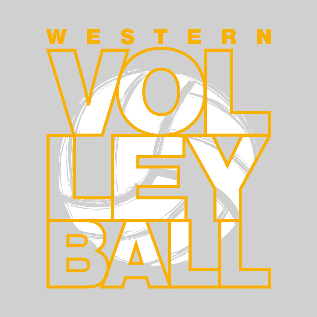 Western Warriors - Volleyball - Stacked Letters with Sketched Volleyball Inset