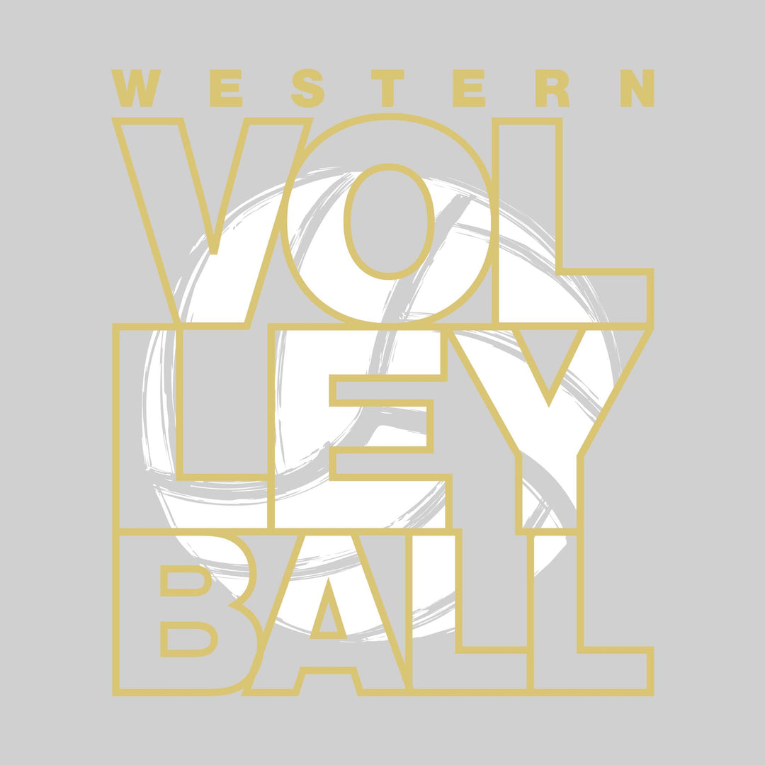Western Warriors - Volleyball - Stacked Letters with Sketched Volleyball Inset