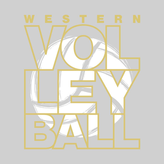 Western Warriors - Volleyball - Stacked Letters with Sketched Volleyball Inset