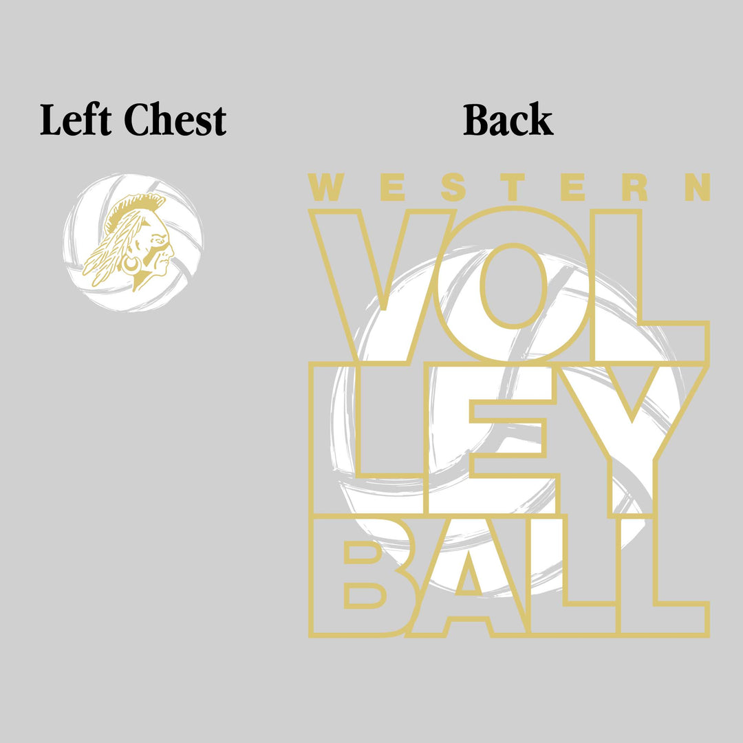 Western Warriors - Volleyball - Stacked Letters with Sketched Volleyball Inset