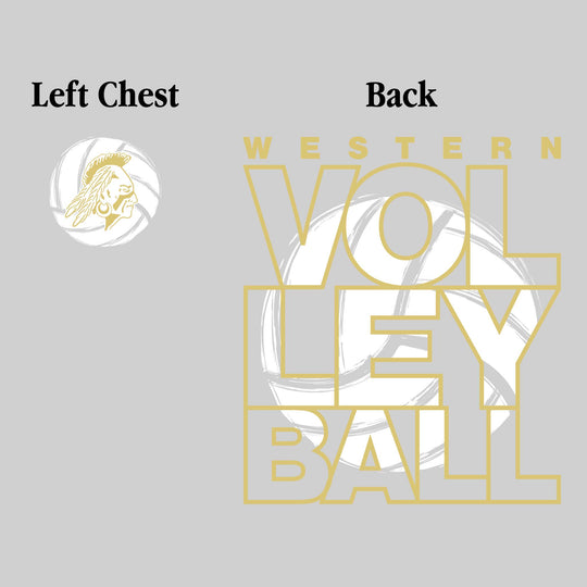 Western Warriors - Volleyball - Stacked Letters with Sketched Volleyball Inset