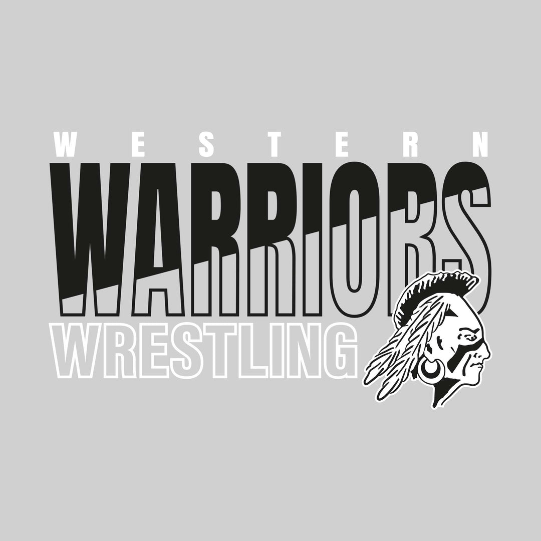 Western Warriors - Wrestling - Diagonal Split Mascot Name with Mascot