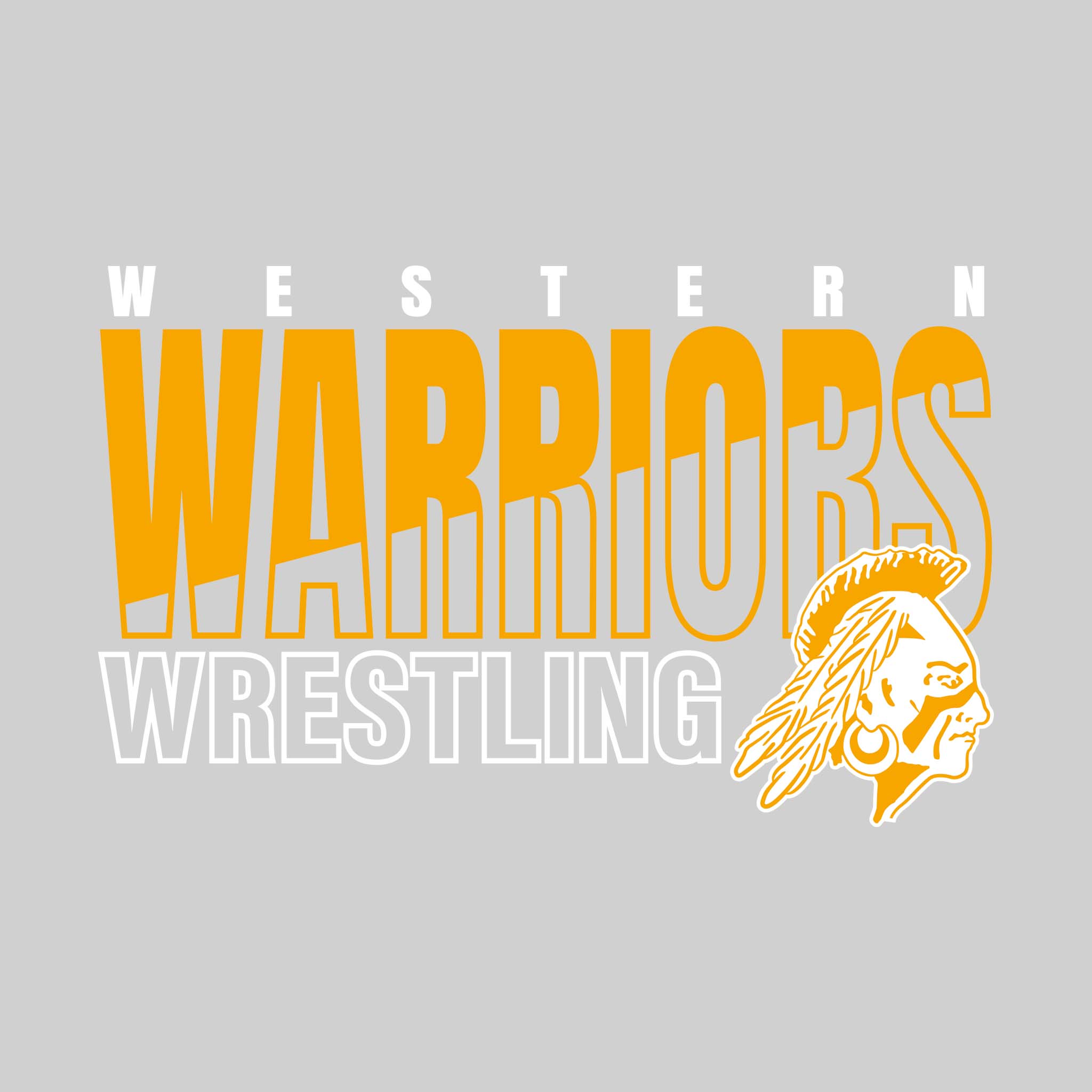 Western Warriors - Wrestling - Diagonal Split Mascot Name with Mascot ...