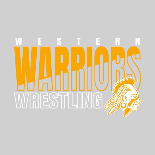 Western Warriors - Wrestling - Diagonal Split Mascot Name with Mascot