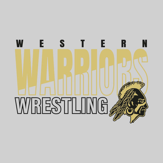 Western Warriors - Wrestling - Diagonal Split Mascot Name with Mascot