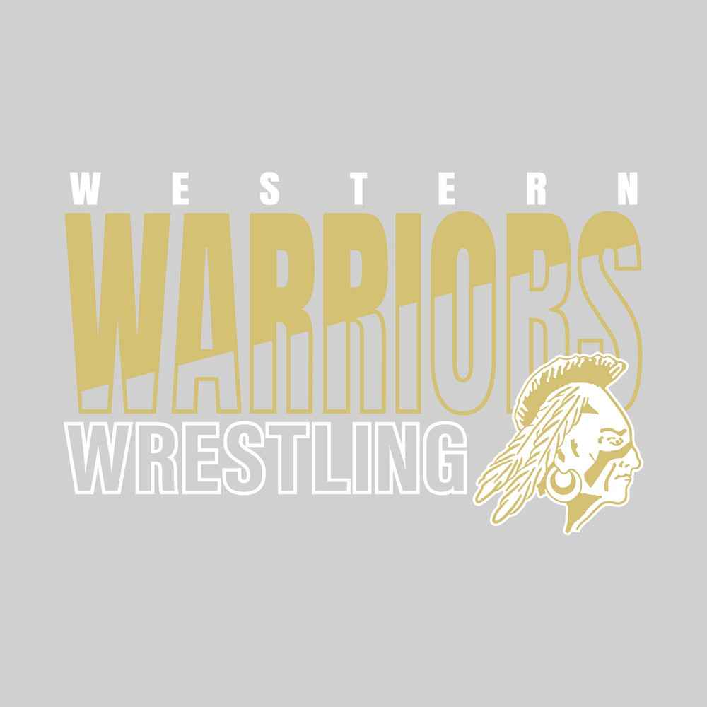 Western Warriors - Wrestling - Diagonal Split Mascot Name with Mascot