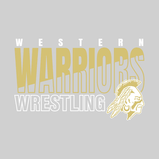 Western Warriors - Wrestling - Diagonal Split Mascot Name with Mascot