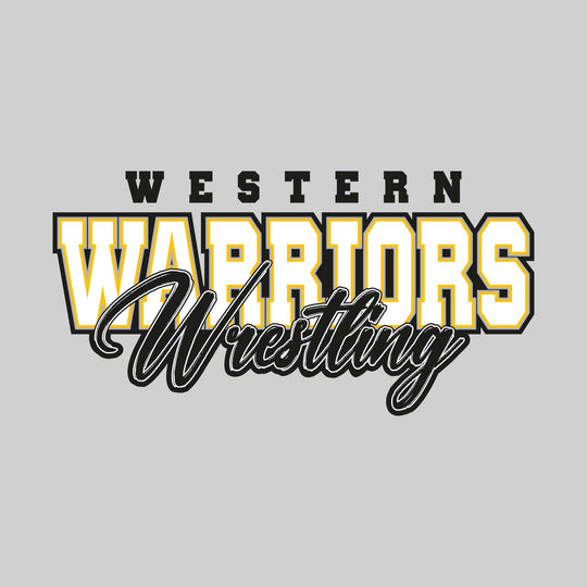 Western Warriors - Wrestling - Outlined Mascot Name with Cursive Wrestling