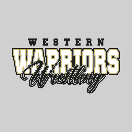 Western Warriors - Wrestling - Outlined Mascot Name with Cursive Wrestling
