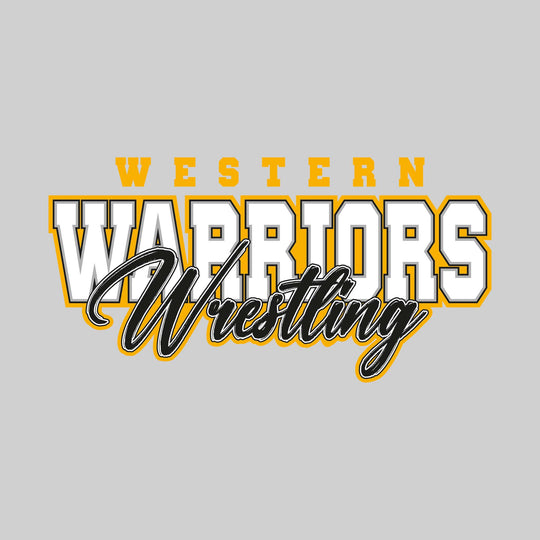 Western Warriors - Wrestling - Outlined Mascot Name with Cursive Wrestling