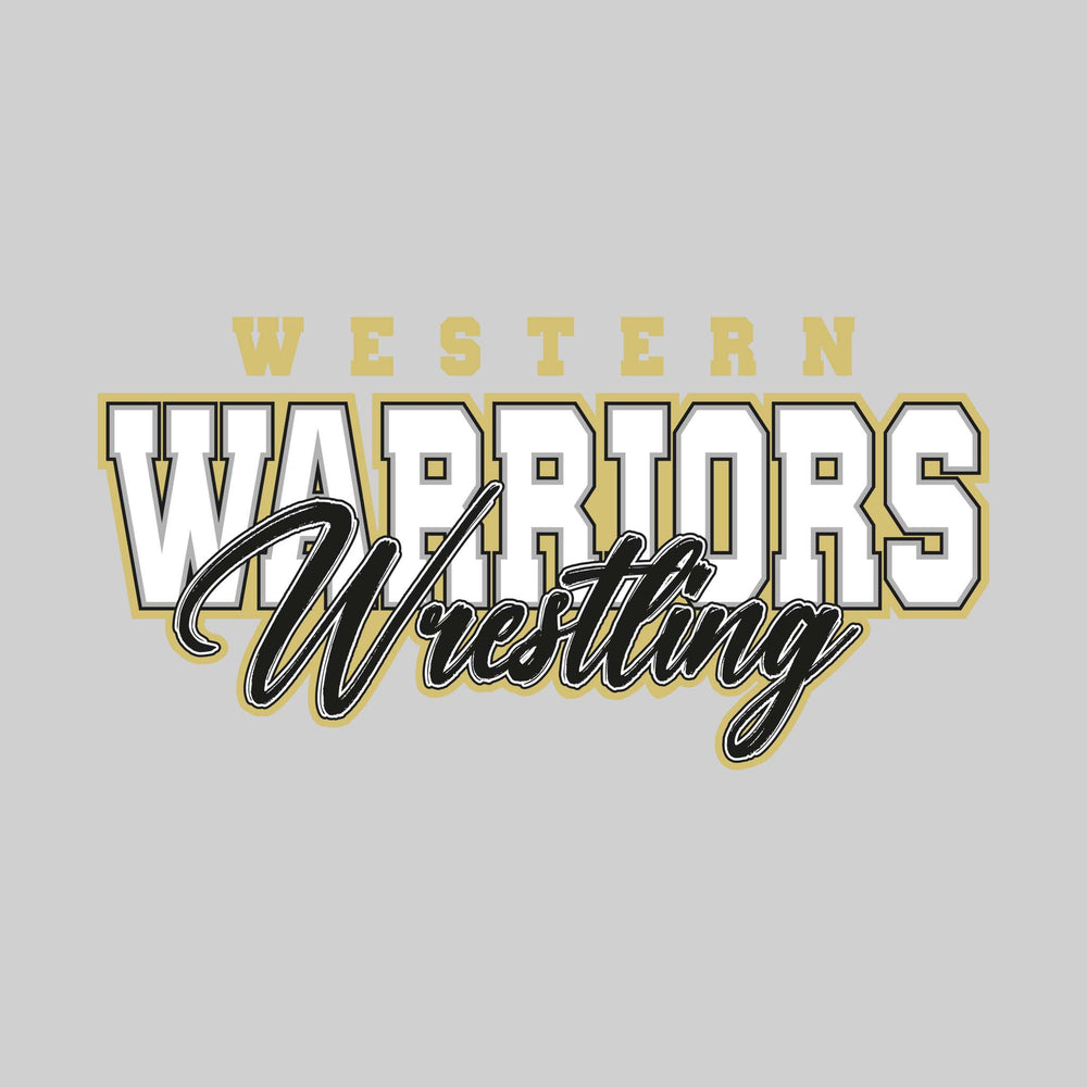 Western Warriors - Wrestling - Outlined Mascot Name with Cursive Wrestling