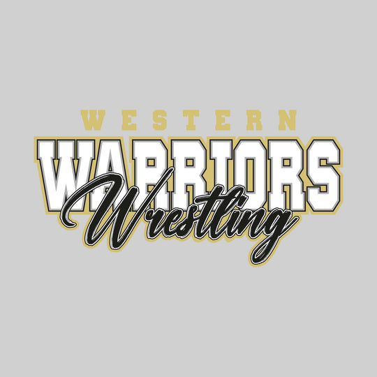 Western Warriors - Wrestling - Outlined Mascot Name with Cursive Wrestling